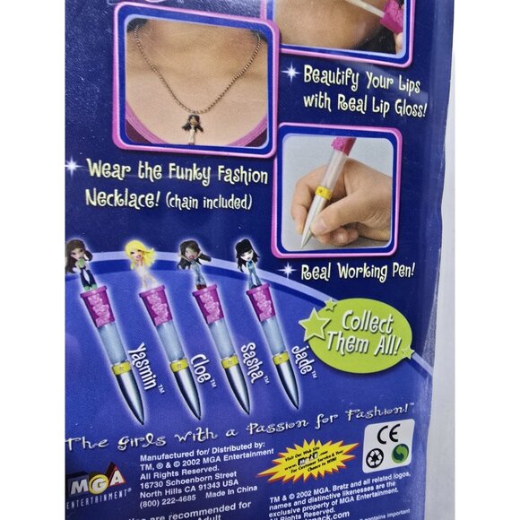 Bratz Girls Sasha fashion passion pen lip gloss necklace and writing pen New - Picture 8 of 11